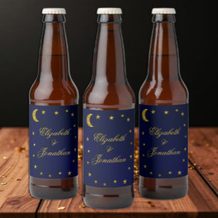 Rótulo Para Garrafa De Cerveja Casamento Celestial Noite Sky