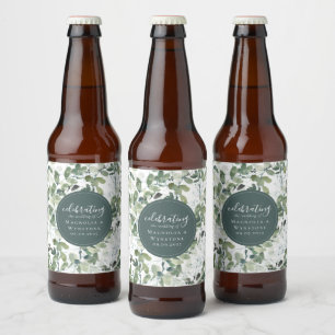 Rótulo Para Garrafa De Cerveja Casamento Chic Eucalyptus