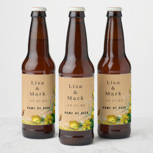 Rótulo Para Garrafa De Cerveja Casamento da Borboleta Amarela Rústica