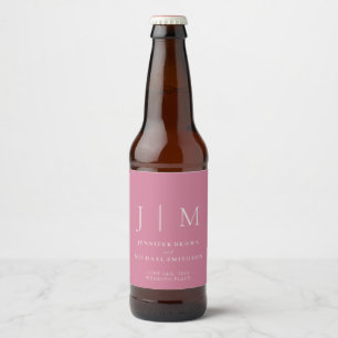 Rótulo Para Garrafa De Cerveja Casamento de Bebida Minimalista Simples Rosa Paste