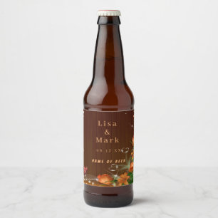 Rótulo Para Garrafa De Cerveja Casamento de Borboleta Floral de Madeira Rústica 