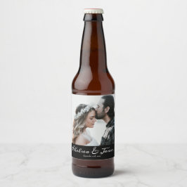 Rótulo Para Garrafa De Cerveja Casamento de Caligrafia Personalizada Elegante