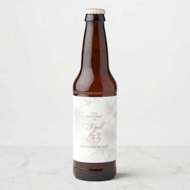 Rótulo Para Garrafa De Cerveja Casamento de Cherry Blossom (Frente)