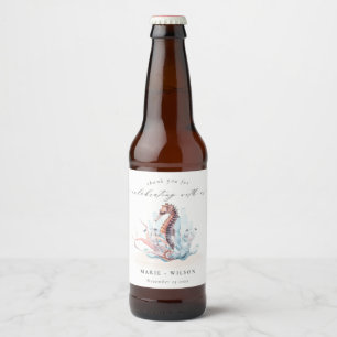 Rótulo Para Garrafa De Cerveja Casamento de Coral de Algas Marinhas Submarinas