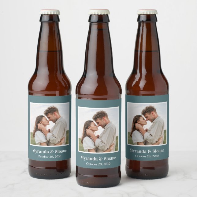 Rótulo Para Garrafa De Cerveja Casamento de Foto Moderno (Garrafas)