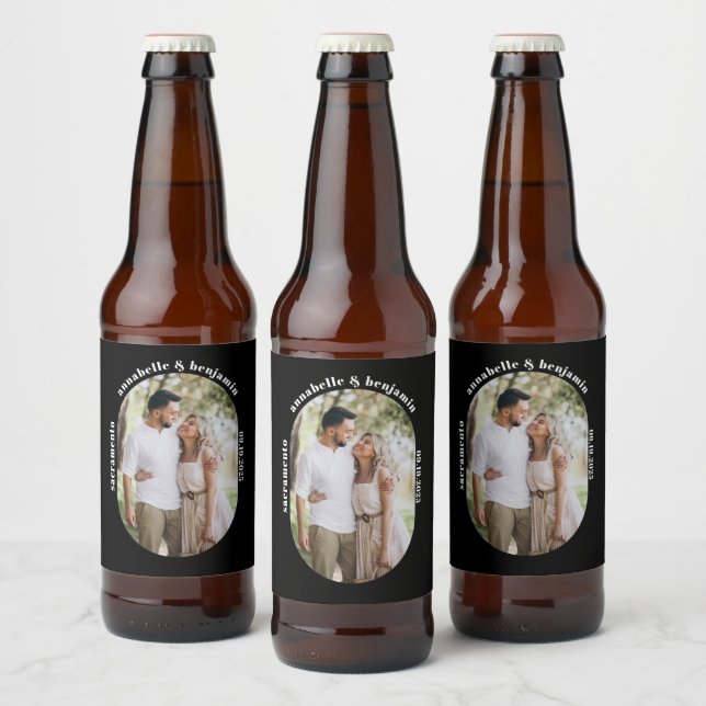 Rótulo Para Garrafa De Cerveja Casamento de Foto Moderno (Garrafas)