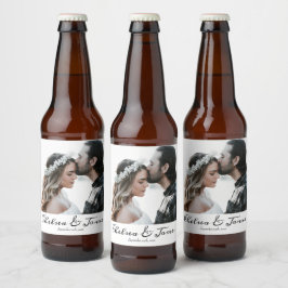 Rótulo Para Garrafa De Cerveja Casamento de Fotografia Personalizada Elegante