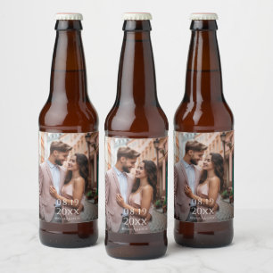 Rótulo Para Garrafa De Cerveja Casamento de Fotos Personalizado Moderno
