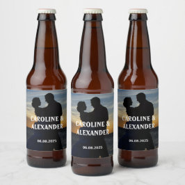 Rótulo Para Garrafa De Cerveja Casamento de recém-casados Elegante e noiva