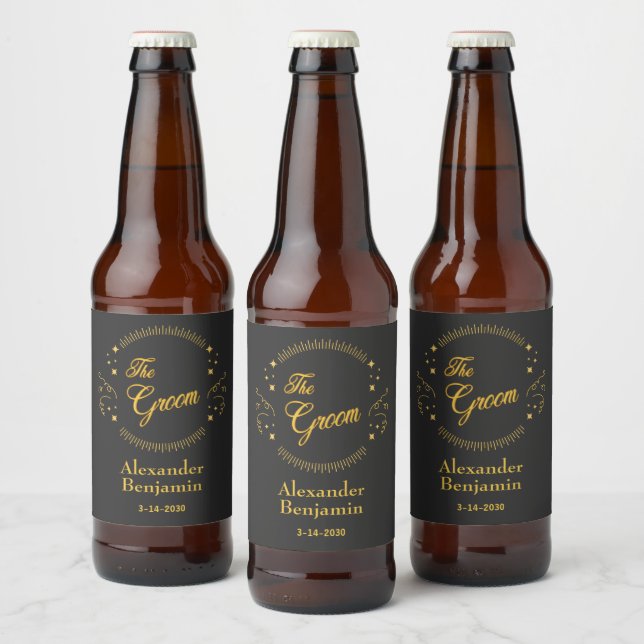 Rótulo Para Garrafa De Cerveja Casamento Dourado e legante personalizado (Garrafas)