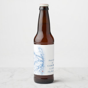 Rótulo Para Garrafa De Cerveja Casamento Elegante do Mapa de Nova Jersey em Long 