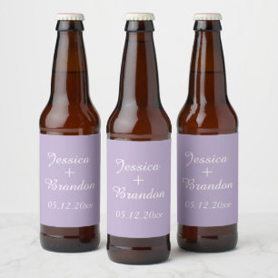 Rótulo Para Garrafa De Cerveja Casamento Elegante Simples Violeta Roxo Lilac
