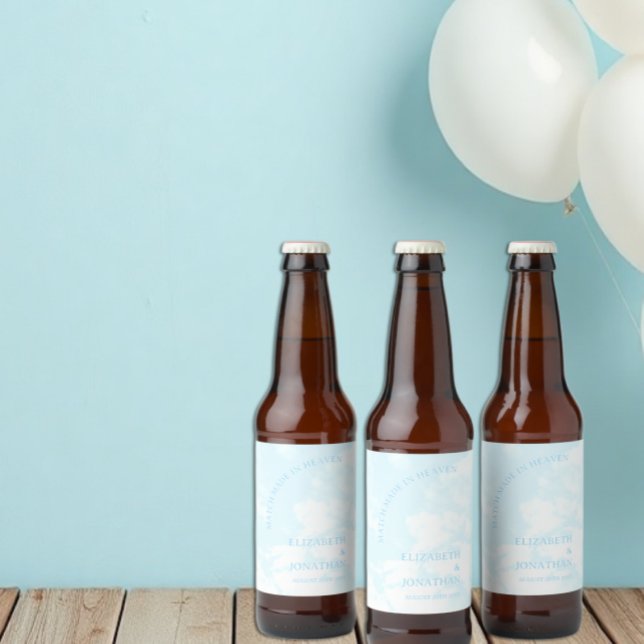 Rótulo Para Garrafa De Cerveja Casamento Feito no Céu (Criador carregado)