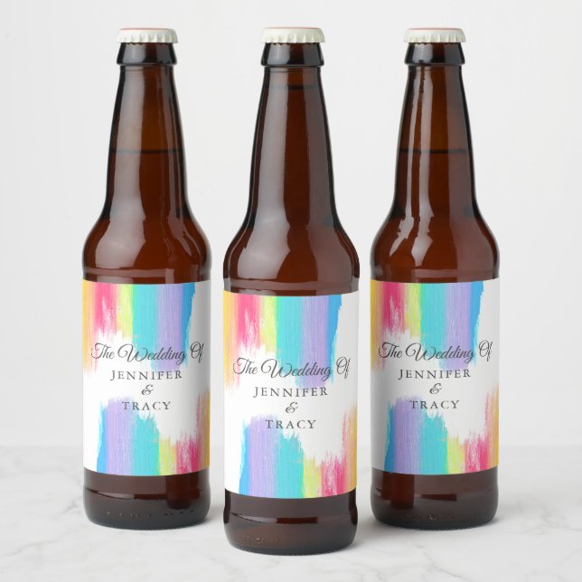 Rótulo Para Garrafa De Cerveja Casamento LGBTQ do Arco-Íris Elegante Personalizad (Garrafas)