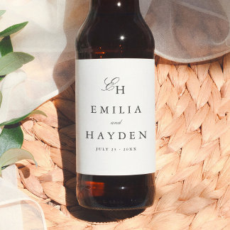 Rótulo Para Garrafa De Cerveja Casamento Minimalista Boho Simples Monograma