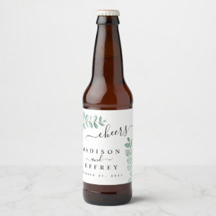Rótulo Para Garrafa De Cerveja Casamento Minimalista de Eucalipto