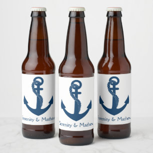 Rótulo Para Garrafa De Cerveja Casamento na Praia Âncora Náutica Chá de Noiva