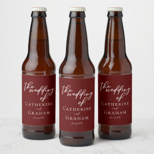 Rótulo Para Garrafa De Cerveja Casamento noturno da tipografia da Borgonha Elegan
