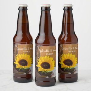 Rótulo Para Garrafa De Cerveja Casamento ocidental do girassol do país