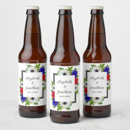 Rótulo Para Garrafa De Cerveja Casamento Patriótico de Panda Anemone