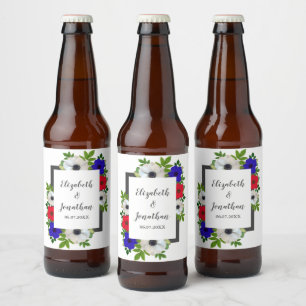 Rótulo Para Garrafa De Cerveja Casamento Patriótico de Panda Anemone