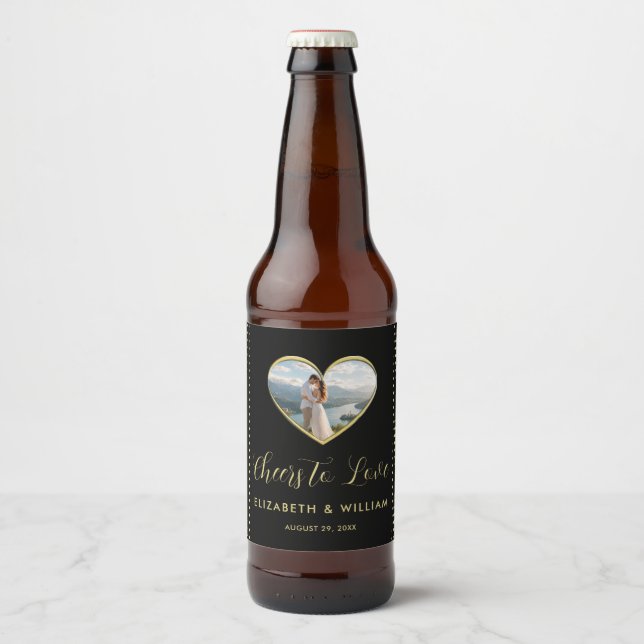 Rótulo Para Garrafa De Cerveja Casamento personalizado com bolinhas douradas e pr (Frente)