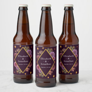 Rótulo Para Garrafa De Cerveja Casamento Romântico de Dahlia de outono