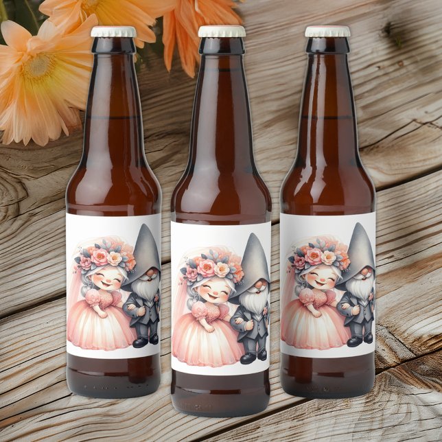 Rótulo Para Garrafa De Cerveja Casamento Russo de Fairytale Groom Noiva do Gnomo  (Criador carregado)