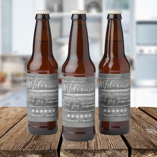 Rótulo Para Garrafa De Cerveja Casamento Rustic Barnyard Obrigado (Rustic Barnyard Wedding Thank You Beer Bottle Label)