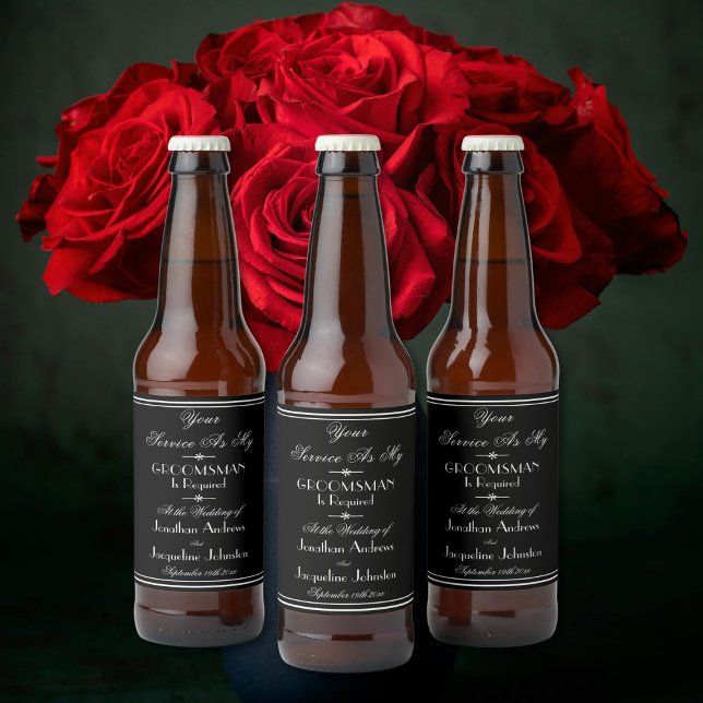 Rótulo Para Garrafa De Cerveja Casamento Será Minha Proposta Elegante Padrinho de ("Will You Be My Groomsman" 
 - Elegant Wedding Proposal Beer Bottle Labels.)