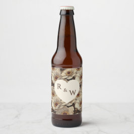 Rótulo Para Garrafa De Cerveja Casamento Temático de Anêmonas Vintage