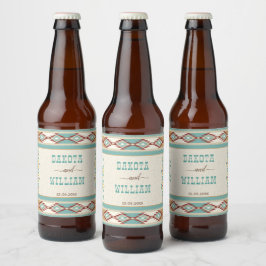 Rótulo Para Garrafa De Cerveja Casamento tribal do boho ocidental do sul personal