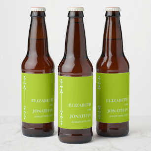 Rótulo Para Garrafa De Cerveja Casamento Verde Cítrico e Azul Costeiro