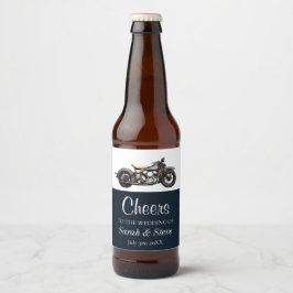 Rótulo Para Garrafa De Cerveja Casamento vintage de Motocicleta Cheque Node Groom