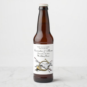 Rótulo Para Garrafa De Cerveja Cavaleiro Préppy Pulando com Cor de Chifre