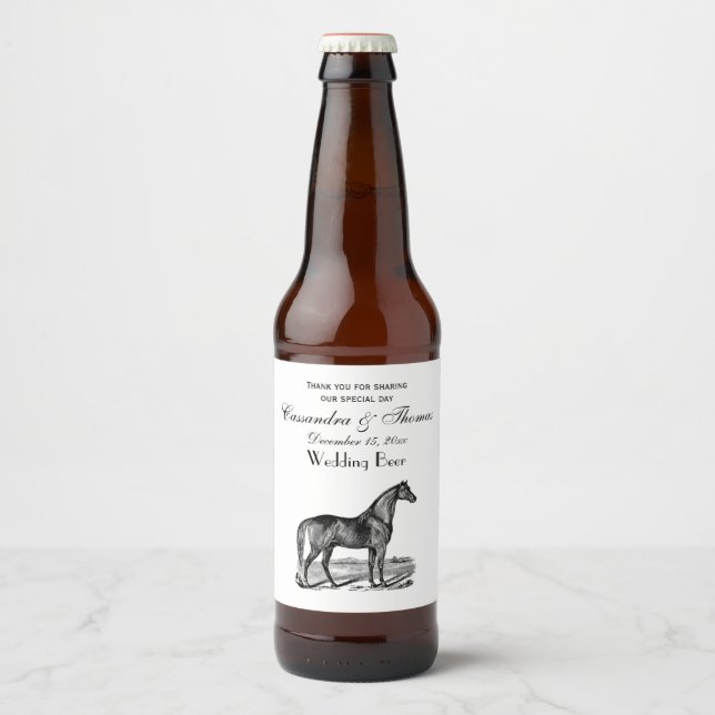 Rótulo Para Garrafa De Cerveja Cavalo Antigo em Pé (Frente)