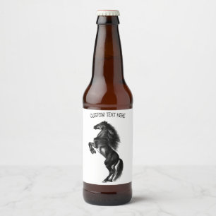Rótulo Para Garrafa De Cerveja Cavalo Preto - Desenho - Adicione Seu Texto
