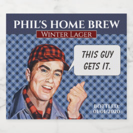 Rótulo Para Garrafa De Cerveja Cerveja Caseira do Phil - xadrez azul