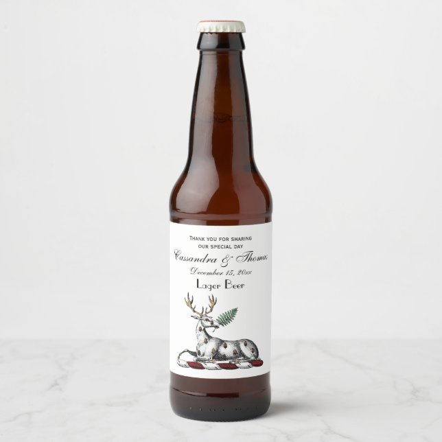 Rótulo Para Garrafa De Cerveja Cervo com Emblema de Crista Heráldica de Samambaia (Frente)