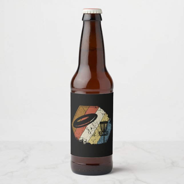 Rótulo Para Garrafa De Cerveja Cesto de Disc Golf Retro (Frente)