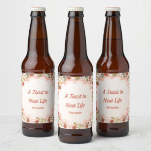 Rótulo Para Garrafa De Cerveja Chá de Bebê Borboletas e Flores Poéticas Florais