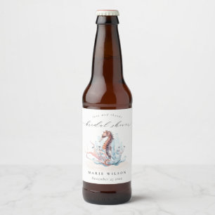 Rótulo Para Garrafa De Cerveja Chá de Bebê de Cavalo-Marinho Subaquático Coral