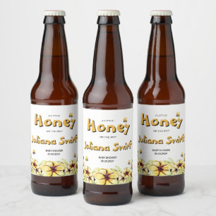 Rótulo Para Garrafa De Cerveja Chá de Bebê Floral Abelhinha Mel Favo de Mel