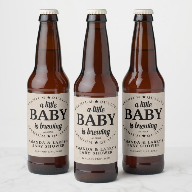 Rótulo Para Garrafa De Cerveja Chá de Bebê: Um Bebê Está Sendo Preparado (Garrafas)