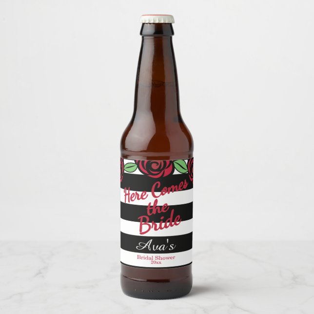 Rótulo Para Garrafa De Cerveja Chá de panela, aqui vem a noiva (Frente)