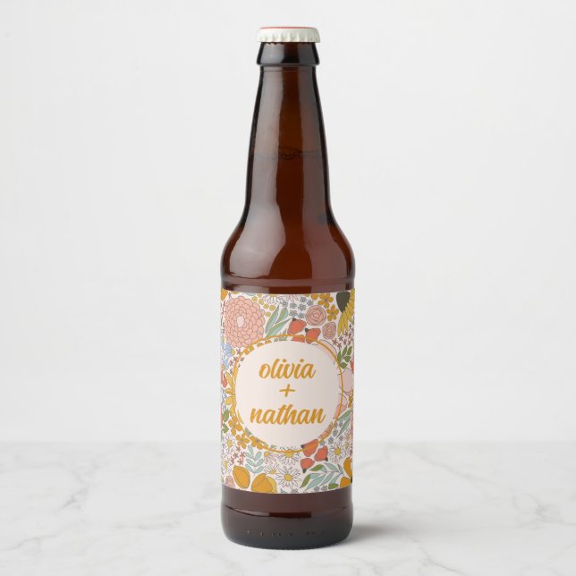 Rótulo Para Garrafa De Cerveja Chá de panela Floral ou Casamento Personalizado (Frente)