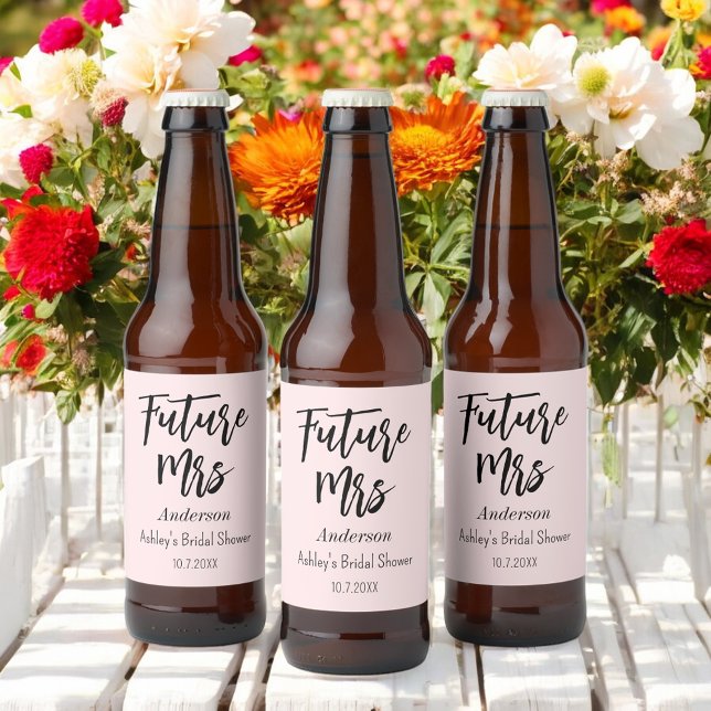 Rótulo Para Garrafa De Cerveja Chá de panela Future Mrs Blush Pink (Criador carregado)