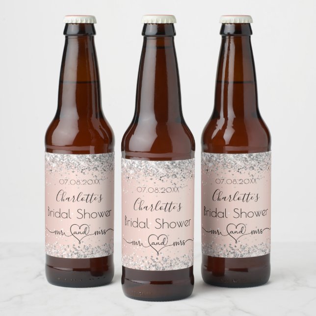Rótulo Para Garrafa De Cerveja Chá de panela gold rosa (Garrafas)