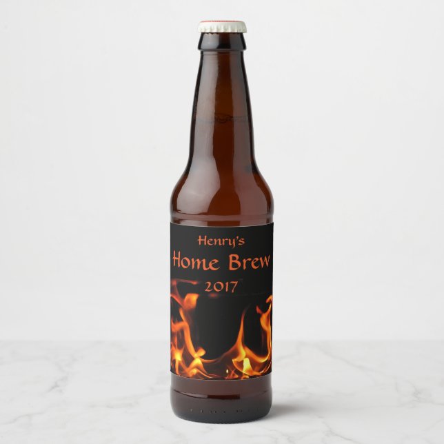 Rótulo Para Garrafa De Cerveja Chamas de incêndio dançantes Laranja e Rótulo de c (Frente)