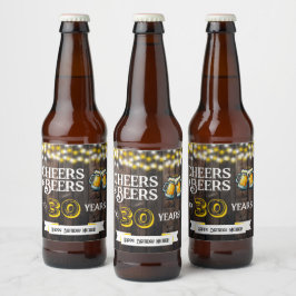 Rótulo Para Garrafa De Cerveja Cheers and Beers to 30 Years Rustic Birthday